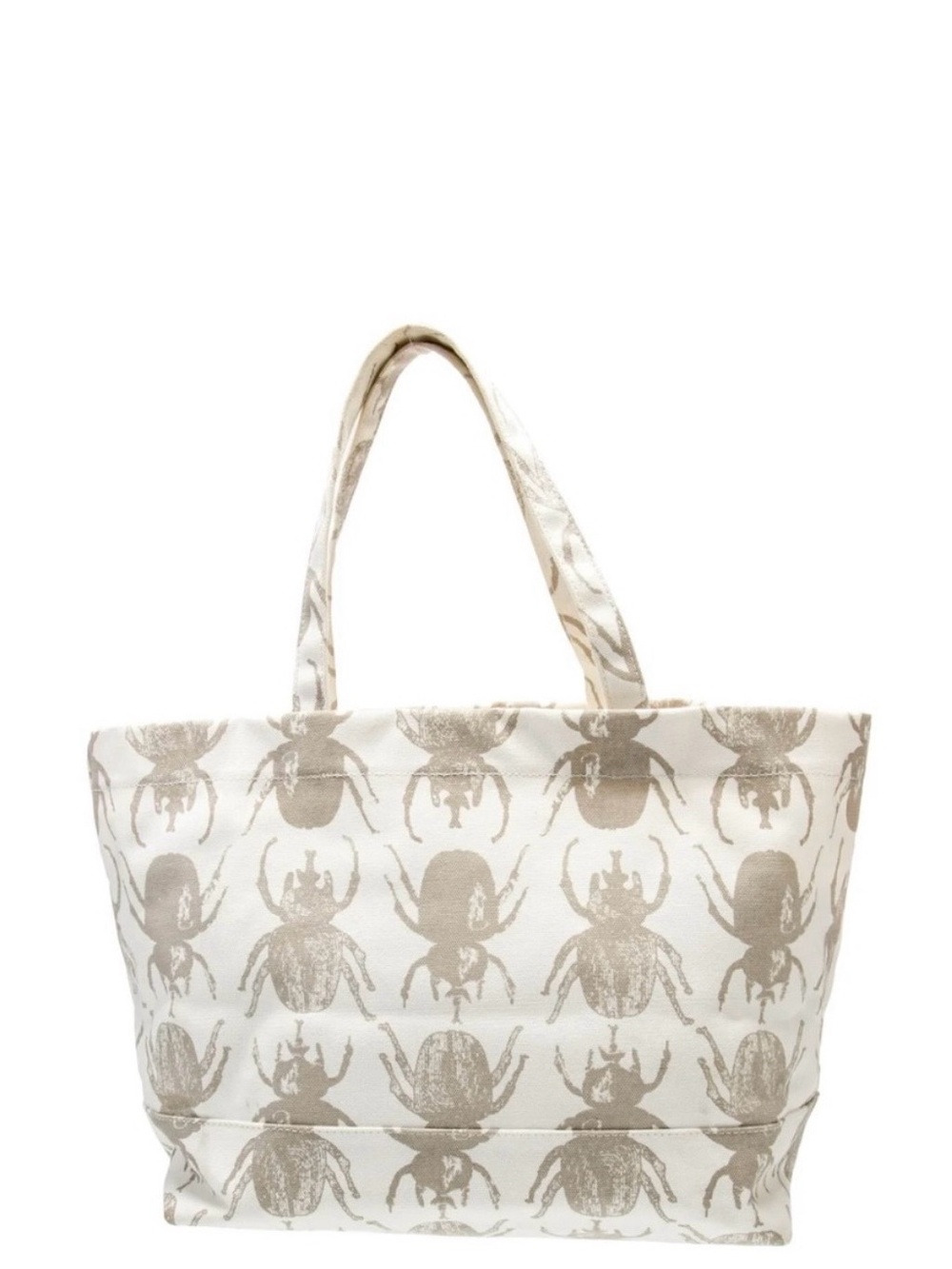 India Hicks Cream Canvas Beetle-Print Tote